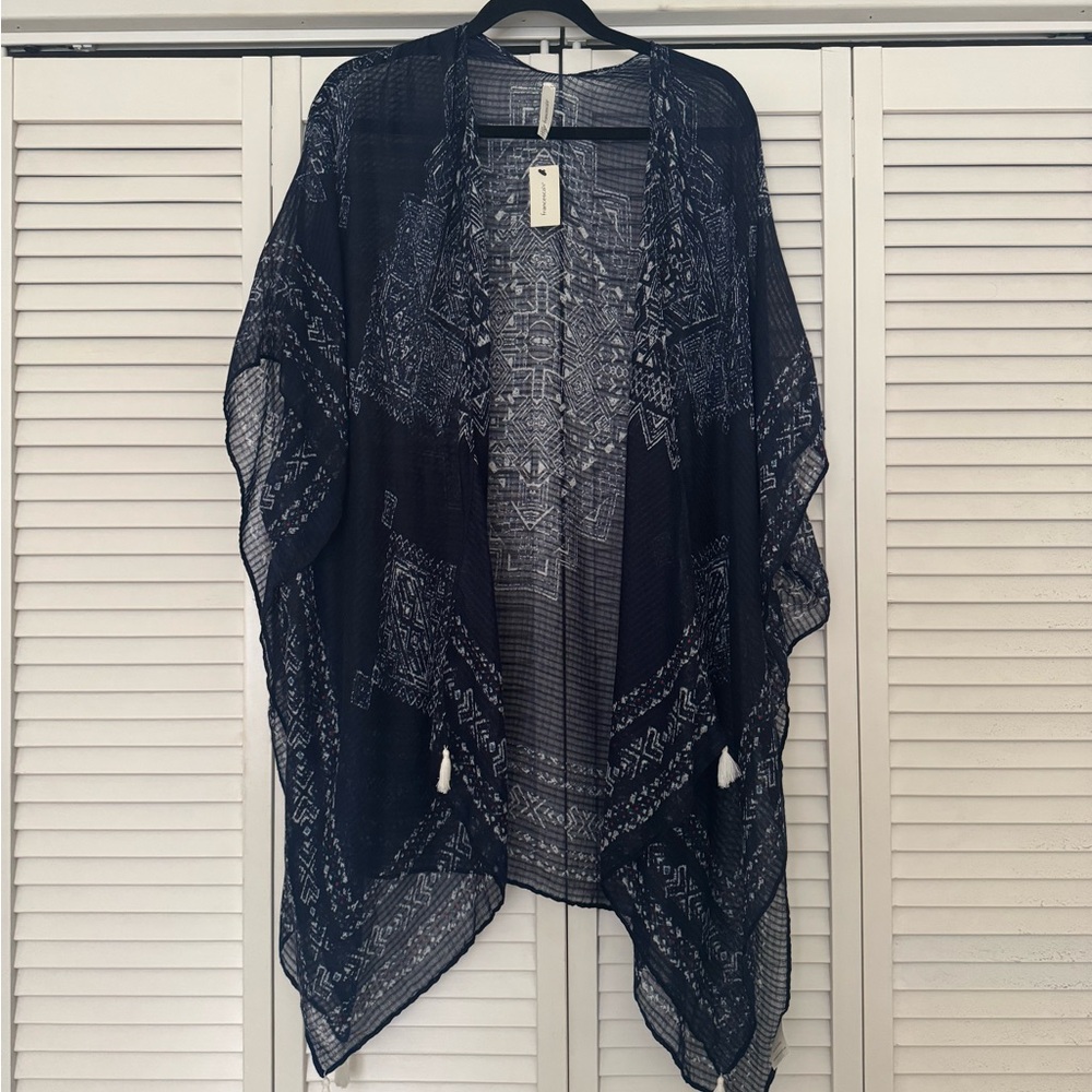 Francesca’s Black and White Sheer Kimono